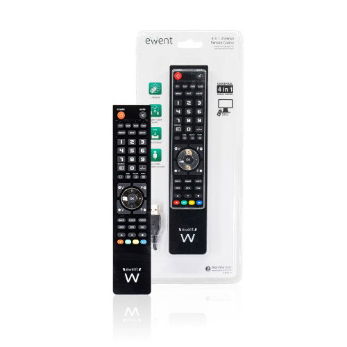 Ewent EW1570 Mando a Distancia Universal 4 en 1 Negro
