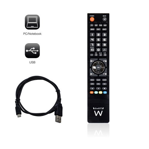 Ewent EW1570 Mando a Distancia Universal 4 en 1 Negro