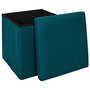 Home Deco Factory Caja-Puf Plegable Atom Azul MDF Poliéster 38x38x38 cm