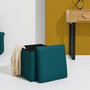 Home Deco Factory Caja-Puf Plegable Atom Azul MDF Poliéster 38x38x38 cm