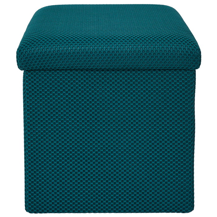 Home Deco Factory Caja-Puf Plegable Atom Azul MDF Poliéster 38x38x38 cm Home Deco Factory Caja-Puf Plegable Atom Azul MDF Poliéster 38x38x38 cm