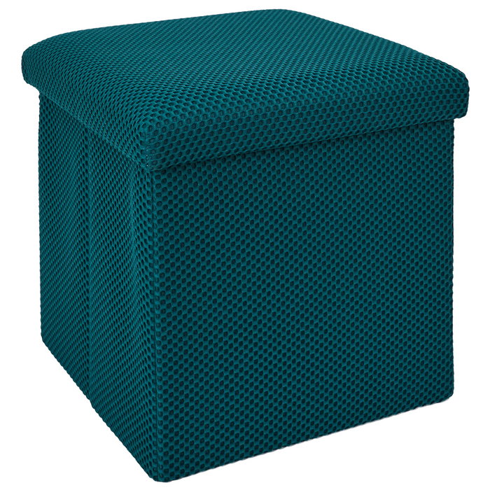 Home Deco Factory Caja-Puf Plegable Atom Azul MDF Poliéster 38x38x38 cm Home Deco Factory Caja-Puf Plegable Atom Azul MDF Poliéster 38x38x38 cm