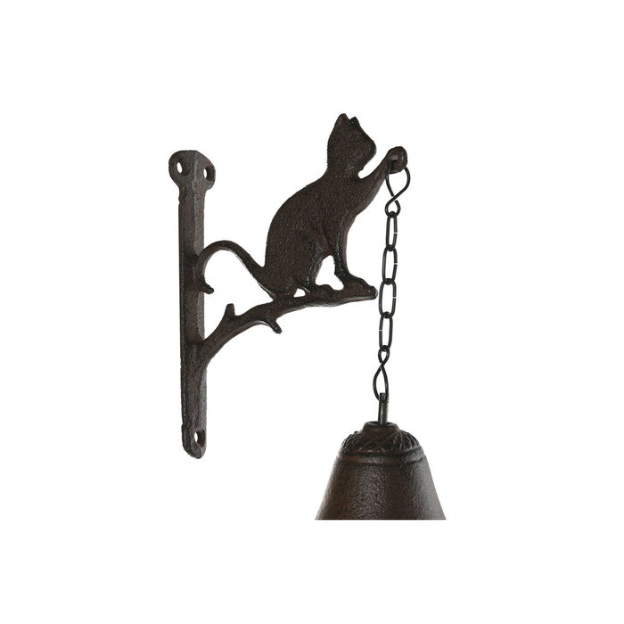 DKD Home Decor Campana de Hierro Colado Gato Marrón 15,7x7,5x42 cm