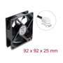 DeLOCK Ventilador axial 48 V DC, 92 x 92 x 25 mm, 2 pines, negro