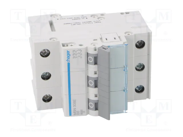 HAGER MBN306E Interruptor magnetotérmico 3 polos 6A 6kA HAGER MBN306E Interruptor magnetotérmico 3 polos 6A 6kA