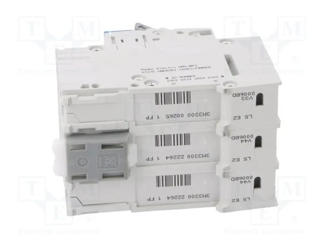 HAGER MBN306E Interruptor magnetotérmico 3 polos 6A 6kA HAGER MBN306E Interruptor magnetotérmico 3 polos 6A 6kA