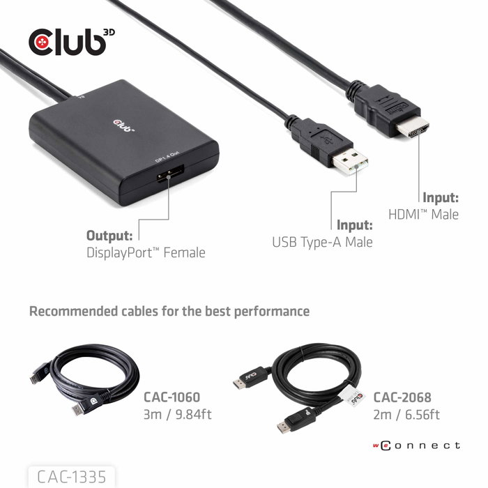 Club3D Adaptador HDMI + MicroUSB a DisplayPort 4K 120Hz Activo CAC-1335 Macho/Hembra Negro Club3D Adaptador HDMI + MicroUSB a DisplayPort 4K 120Hz Activo CAC-1335 Macho/Hembra Negro