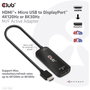 Club3D Adaptador HDMI + MicroUSB a DisplayPort 4K 120Hz Activo CAC-1335 Macho/Hembra Negro