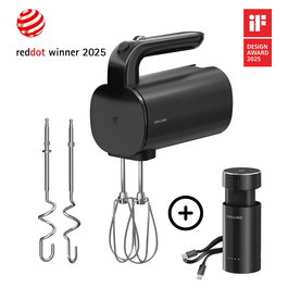 Zwilling 1030455 Batidora de Mano Inalámbrica, Motor BLDC 250 W, Negro, 3 Velocidades, Incluye Batería y Accesorios