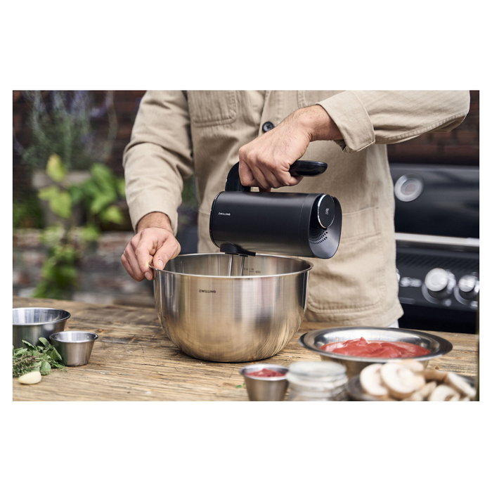 Zwilling 1030455 Batidora de Mano Inalámbrica, Motor BLDC 250 W, Negro, 3 Velocidades, Incluye Batería y Accesorios