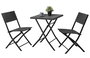 DKD Home Decor Mesa Negra Set de 3 Piezas Ratán Sintético y Acero 58 x 71.5 x 58 cm