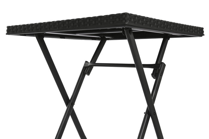 DKD Home Decor Mesa Negra Set de 3 Piezas Ratán Sintético y Acero 58 x 71.5 x 58 cm