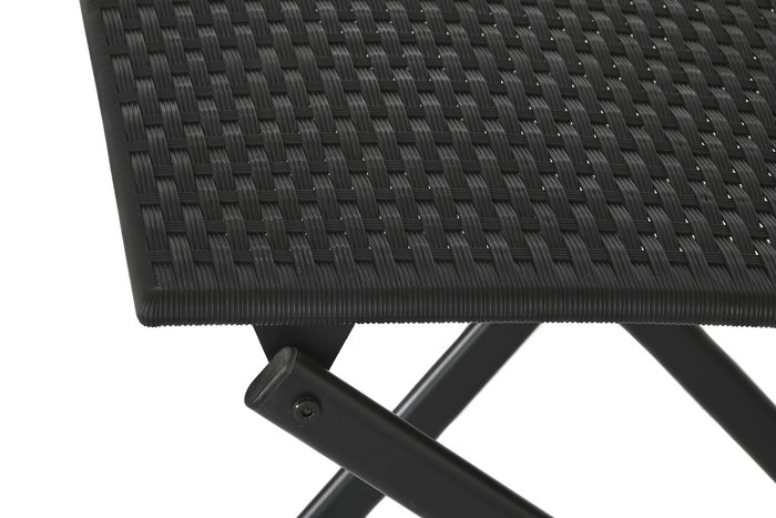 DKD Home Decor Mesa Negra Set de 3 Piezas Ratán Sintético y Acero 58 x 71.5 x 58 cm