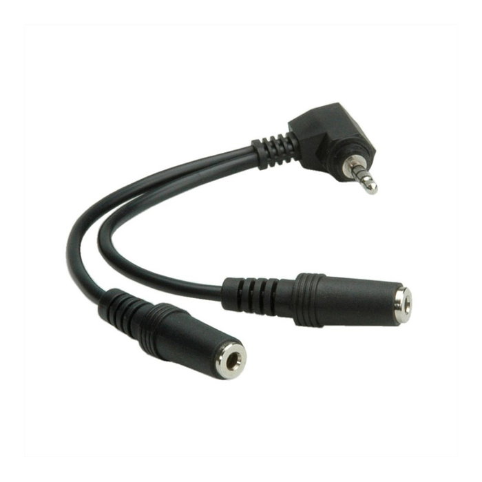 ROLINE Adaptador de audio 3,5mm 4 polos (Micrófono+Altavoz), Negro, 15 cm