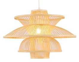 DKD Home Decor Lámpara de Techo Balines Bambú Natural 50 x 50 x 37 cm