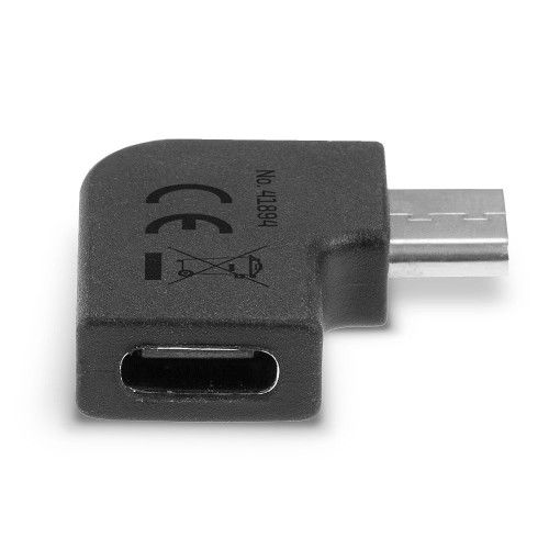 LINDY 41894 Adaptador USB 3.2 Type C, Macho a Hembra, Conector Angular a Derecho, 20 Gbit/s, Negro