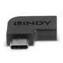 LINDY 41894 Adaptador USB 3.2 Type C, Macho a Hembra, Conector Angular a Derecho, 20 Gbit/s, Negro