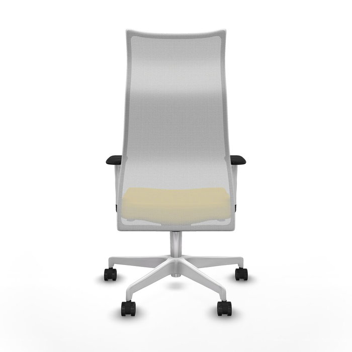 PIQUERAS Y CRESPO Silla Albacete con mecanismo sincro, malla blanca y asiento amarillo