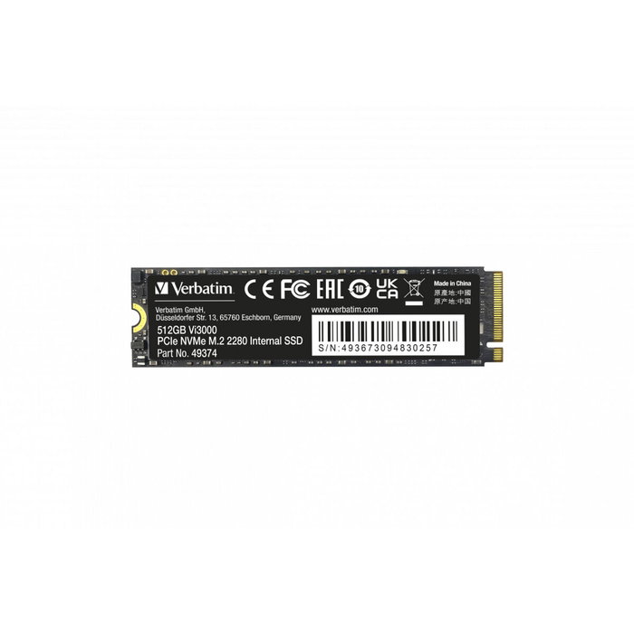 Verbatim Vi3000 M.2 SSD 512 GB PCIe NVMe Verbatim Vi3000 M.2 SSD 512 GB PCIe NVMe