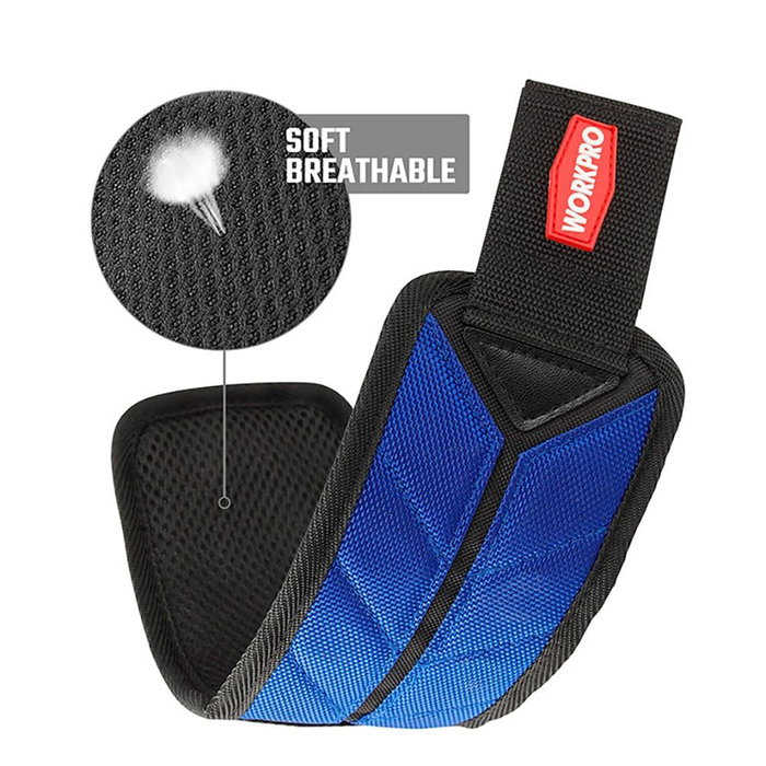 Workpro Muñequera magnética 285 x 75 mm Poliéster 600D Imán Potente Workpro Muñequera magnética 285 x 75 mm Poliéster 600D Imán Potente