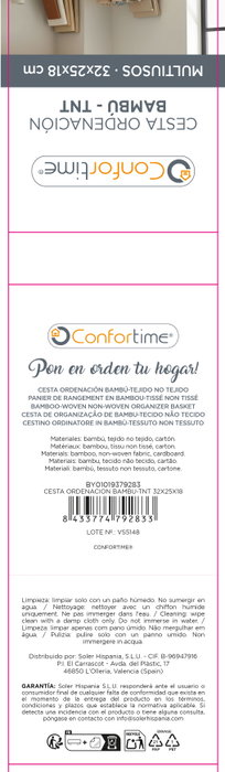 Inde Cesta de Ordenación Bambú y TNT 32 x 25 x 18 cm (12 Unidades)
