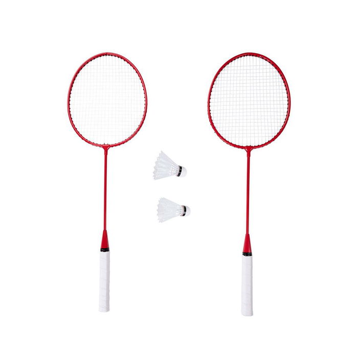 Donnay Conjunto de Bádminton 5 Piezas con Red, 2 Raquetas y 2 Volantes en Rojo/Negro