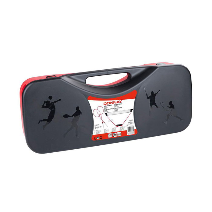 Donnay Conjunto de Bádminton 5 Piezas con Red, 2 Raquetas y 2 Volantes en Rojo/Negro