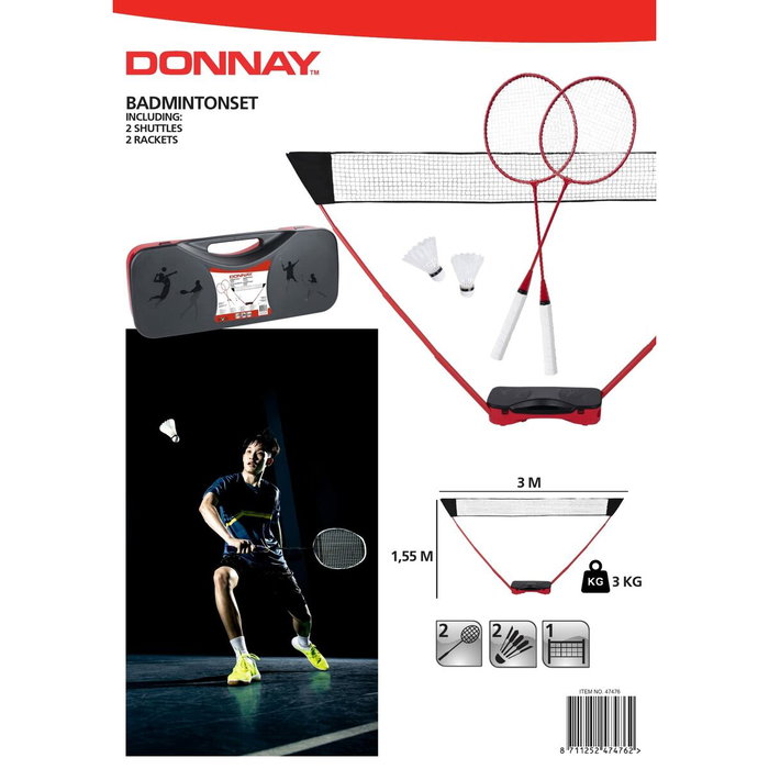 Basics Conjunto de bádminton 5 piezas Rojo / negro Basics Conjunto de bádminton 5 piezas Rojo / negro