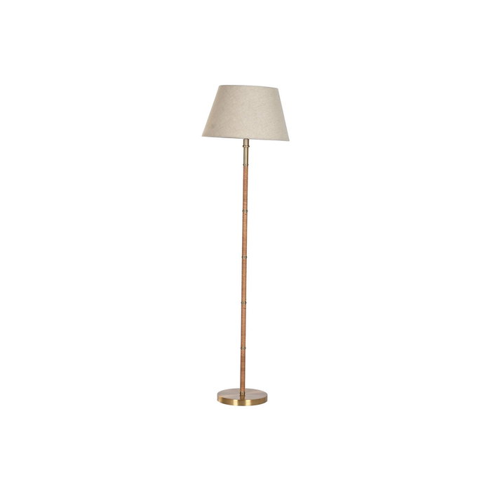 DKD Home Decor Lámpara de Pie de Latón y Ratán Natural