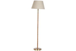 DKD Home Decor Lámpara Pie India lamps 1c25 Natural Dorado 42 x 152 x 28 cm Latón Ratán