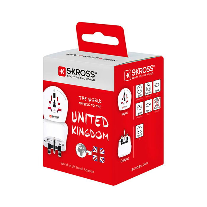 Skross Adaptador Mundial a Reino Unido 1500225-e Diseñado en Suiza para Equipos con Enchufes con y sin Tierra Skross Adaptador Mundial a Reino Unido 1500225-e Diseñado en Suiza para Equipos con Enchufes con y sin Tierra