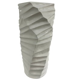 DKD Home Decor Macetero Geométrico de Fibra de Vidrio Blanco 40x40x92 cm