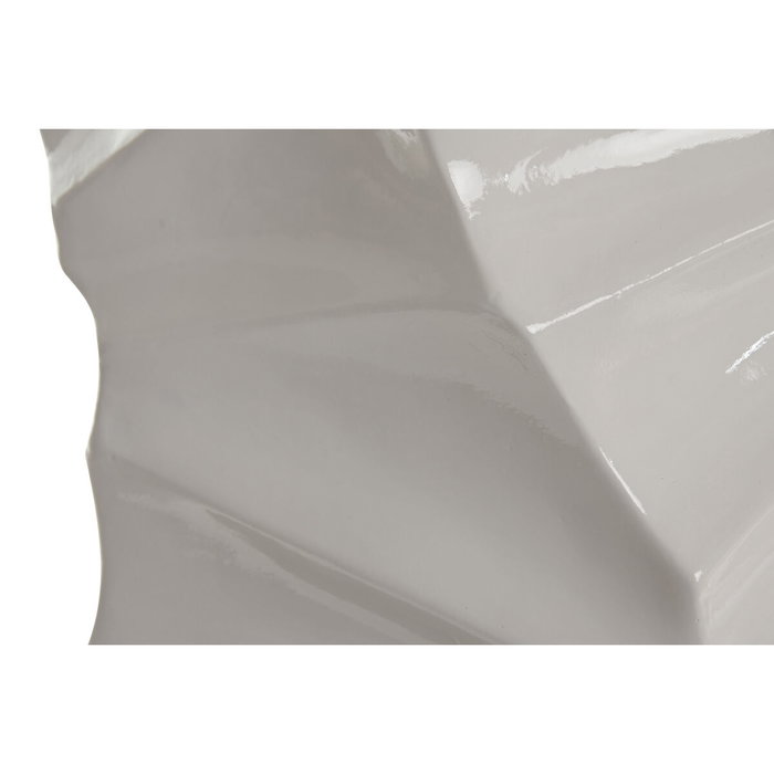 DKD Home Decor Macetero Geométrico de Fibra de Vidrio Blanco 40x40x92 cm