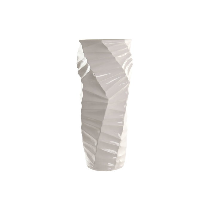 DKD Home Decor Macetero Geométrico de Fibra de Vidrio Blanco 40x40x92 cm