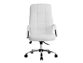 Q-connect Silla de Dirección Piav Simil Piel Base Metálica Ruedas Premium Color Blanco Altura Máxima 1250 mm, Anchura 610 mm, Profundidad 700 mm
