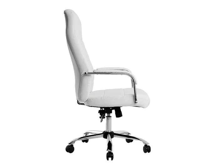 Q-connect Silla de Dirección Piav Simil Piel Base Metálica Ruedas Premium Color Blanco Altura Máxima 1250 mm, Anchura 610 mm, Profundidad 700 mm
