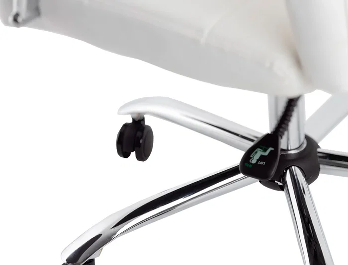 Q-connect Silla de Dirección Piav Simil Piel Base Metálica Ruedas Premium Color Blanco Altura Máxima 1250 mm, Anchura 610 mm, Profundidad 700 mm