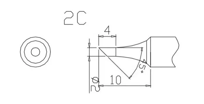 QUICK Pico tipo horma de 2mm para soldador o estación de soldadura QUICK Pico tipo horma de 2mm para soldador o estación de soldadura