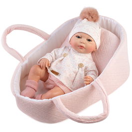 Muñecas Guca 10263 Muñeca Reborn Silvia Sin Pelo 38 Cm Con Camiseta Vestido Rosa Y Capazo