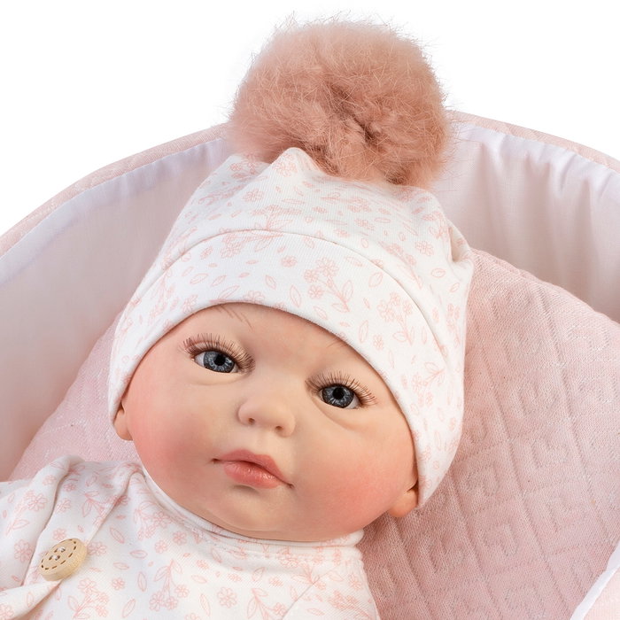 Muñecas Guca 10263 Muñeca Reborn Silvia Sin Pelo 38 Cm Con Camiseta Vestido Rosa Y Capazo