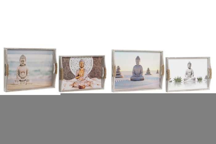DKD Home Decor Set de 2 Bandejas de MDF con Diseño de Buda, 40x30x6 cm, Colores Surtidos DKD Home Decor Set de 2 Bandejas de MDF con Diseño de Buda, 40x30x6 cm, Colores Surtidos