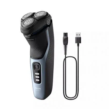 Philips Afeitadora Shaver Series 3000 S3243/12 con Cabezales Flexibles 5D, PowerCut, Uso Seco y Húmedo, 60 Minutos de Autonomía y 2 Accesorios
