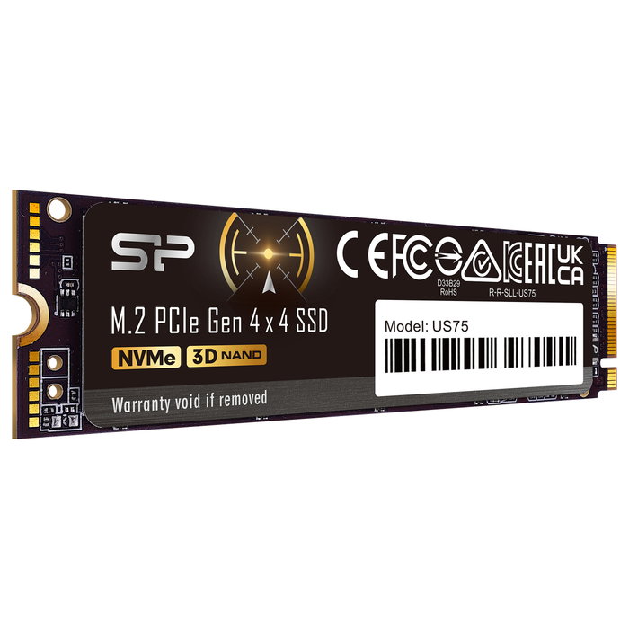 Silicon Power US75 SSD 2TB M.2 2280 PCIe 4.0 x4 NVMe, Lectura 7000 MB/s, Escritura 6000 MB/s, Para PC y Portátil