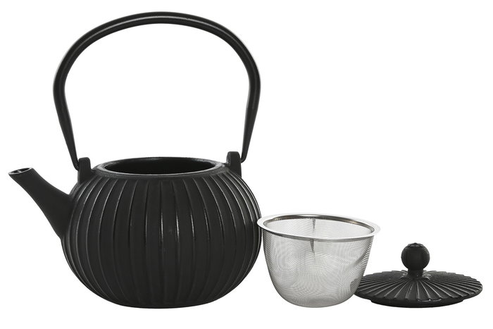 DKD Home Decor Tetera Oriental Beige Negro Hierro Colado Inox 2 Unidades 1L