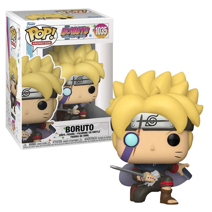 Funko Figura Vinilo Boruto 1035 NARUTO - Figura de 9 cm que representa a Boruto, el hijo de Naruto en pose de combate y brillando en la oscuridad.