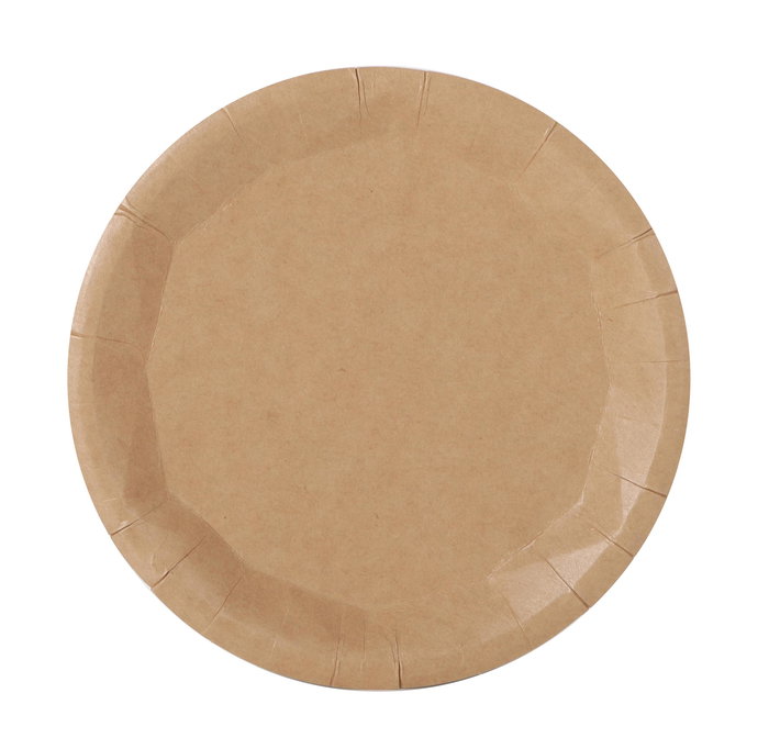 Algon Set 10 Platos Redondos Cartón Kraft 17 cm (24 Unidades)