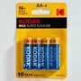 Kodak Pila AA/LR6 Alcalina Max Super 1.5V Blister 4 Unidades