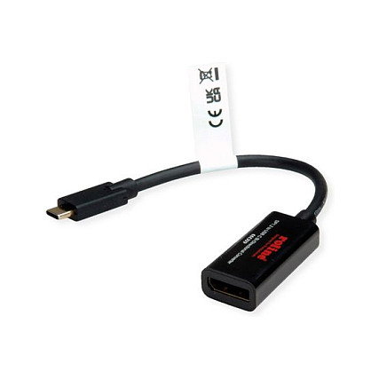 ROLINE Adaptador de gráficos USB Tipo C a DisplayPort 11.04.5957-10, Negro ROLINE Adaptador de gráficos USB Tipo C a DisplayPort 11.04.5957-10, Negro