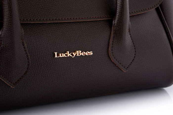 Lucky Bees Camille - Brown Bolso de Hombro Marrón Cuero de Polivinilo 45x16x16 cm