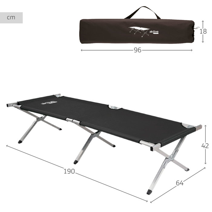 Aktive Cama plegable camping negro